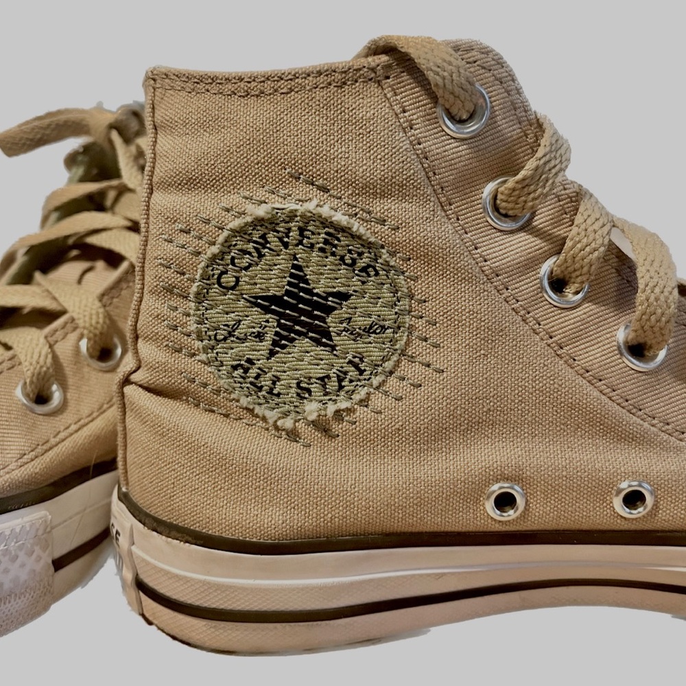 Converse all star. Size 6.5. Tan and green. Barely worn.